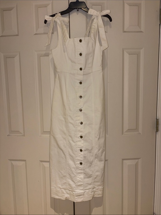 Dresses & Skirts - White Tie-Shoulder Button-Front Midi Dress